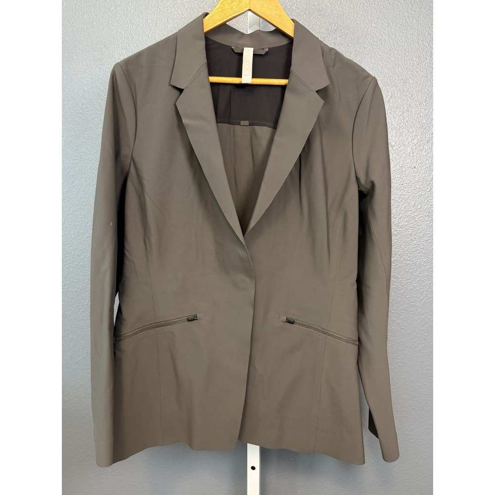 Athleta Cosmic Blazer Jacket Green Fitted Travel  Women's Size 14 Pocket/Stretch